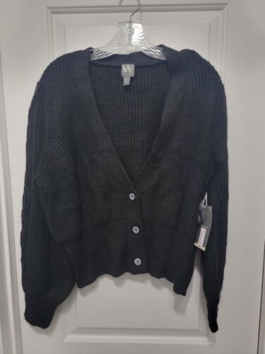 Worthington Women’s Cropped Button Front Black Cardigan Sweater Size XXL