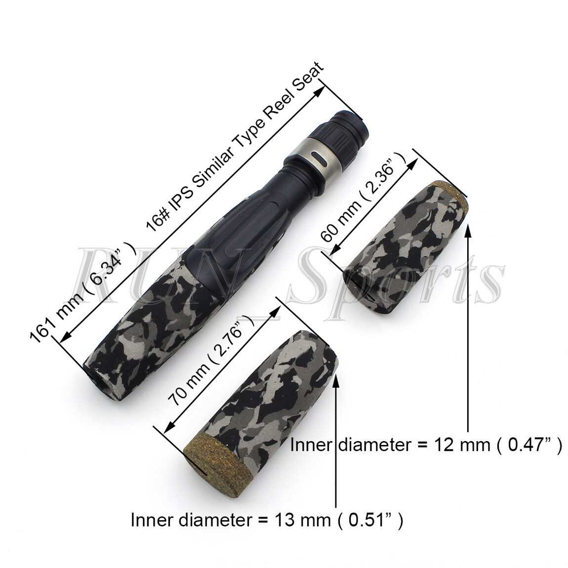 Gray Black CAMO Casting/Spinning Fishing Rod Handle Split Grip Reel