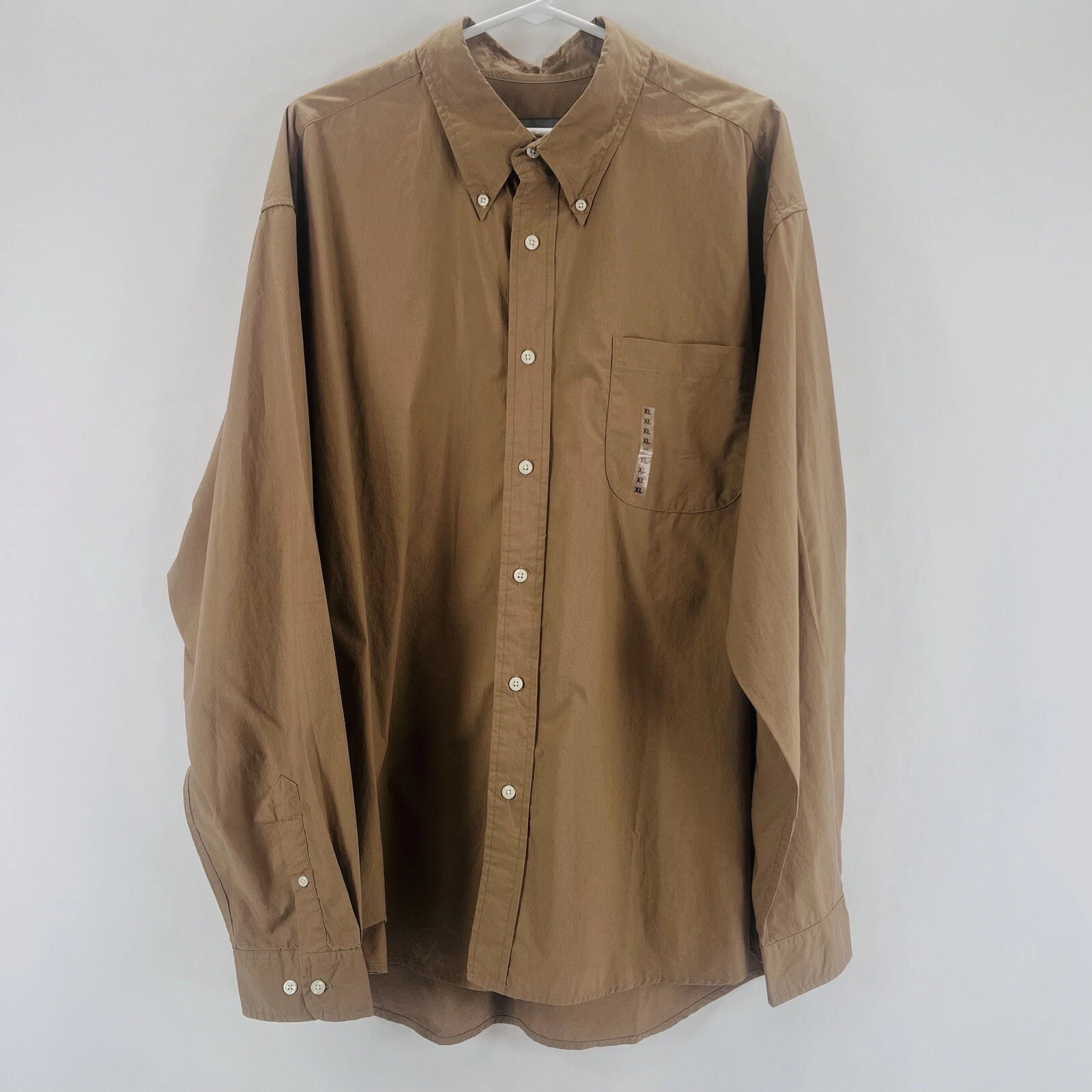Eddie Bauer Mens Tan/ Brown Long Sleeve Button Down Shirt Size XL