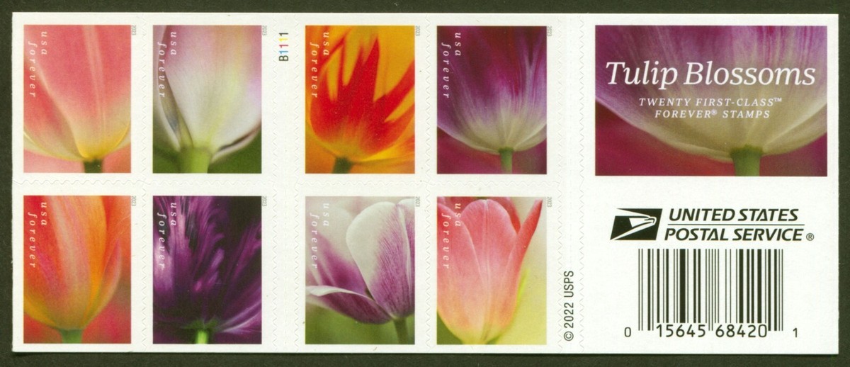 U.S. Scott# 5786b, Tulip Blossoms, 2023 Booklet Pane of 20 Stamps