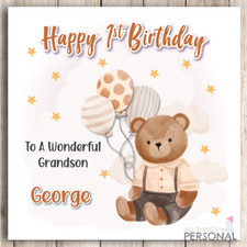 1st 2nd 3rd Personalised Boys Birthday Card Son Grandson Nephew Godson Teddy