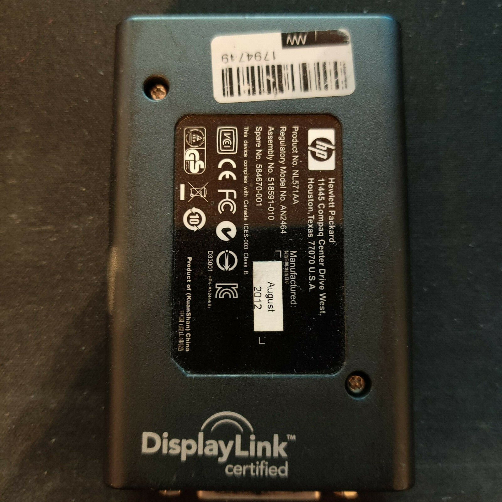 Hewlett Packard HP NL571AA USB Graphics Adapter eBay