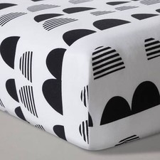 NEW Cloud Island Baby Fitted Crib/Toddler Bed Sheet Black White Scallop Nursery