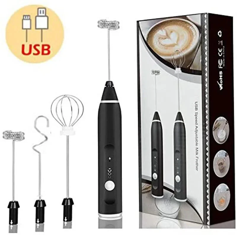 Milk Frother, Handheld Coffee Frother Electric Whisk,3 Gear Adjustable USB Recha
