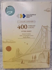 California Design Den 400 Thread Count Fitted Sheet Twin XL Teal Sateen Weave