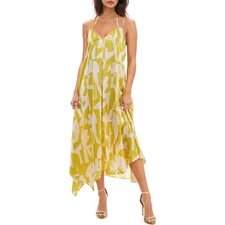 Socialite Abstract Yellow & White Maxi Dress - Size S