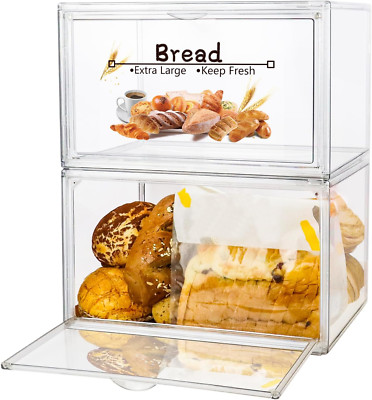 BREAD BIN 2個 Amazon.com: LIOONS Bread Storage 2-tier Bread Box, Large