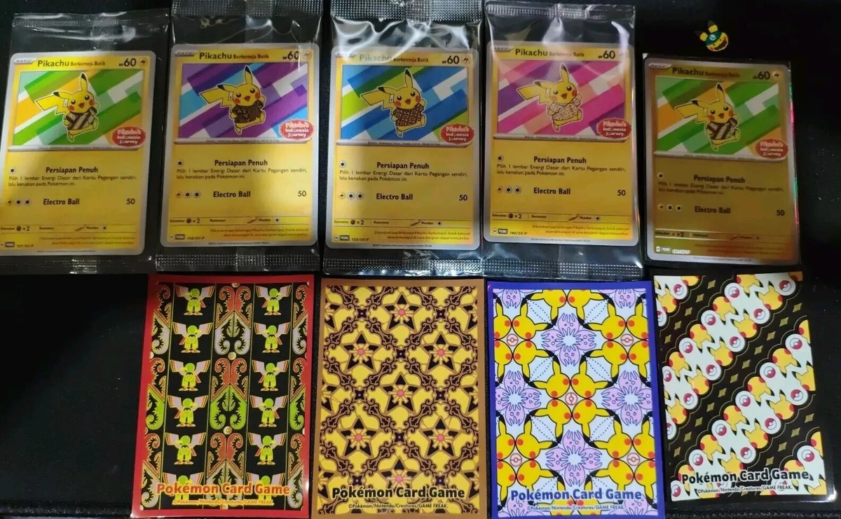 Pokemon 5x Pikachu Batik Set Promo Reverse Holo Sleeve SV-P