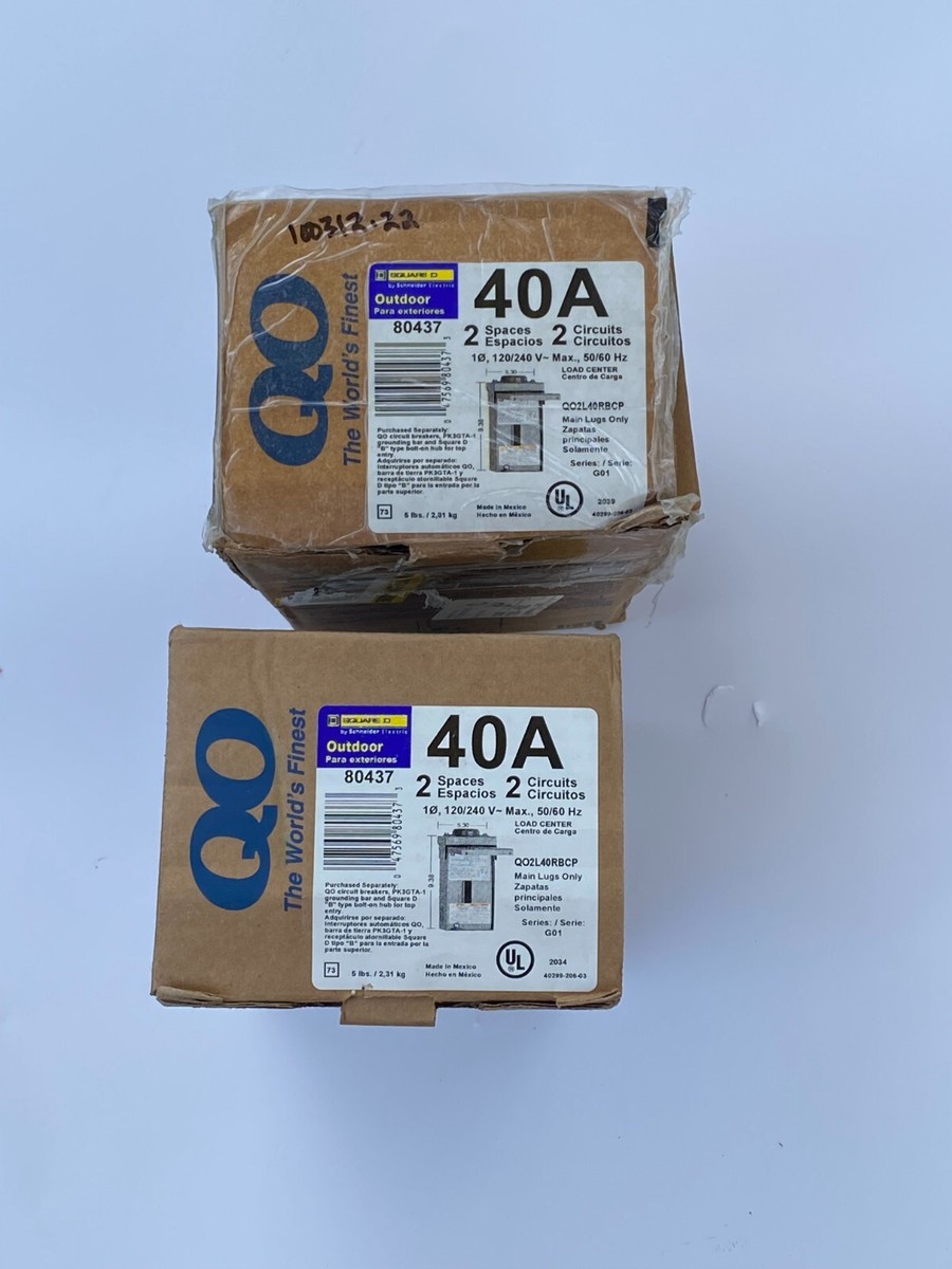 Square D QO2L40RBCP 40A Load Center – 2-Space 2-Circuit Outdoor Main Lugs, Rainproof Cover, 120 Square D QO2L40RBCP 40A Load Center – 2-Space 2-Circuit Outdoor Main Lugs, Rainproof Cover, 120
