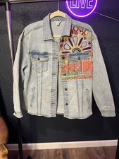 Tru Luxe Jeans Nwt Boho Denim Jacket Patchwork Embroidered Fall Msrp $139