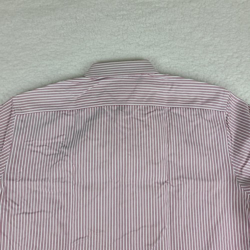 Banana Republic Shirt Mens Large Dark Red White Striped Non Iron Dress Button Up - Picture 7 of 10