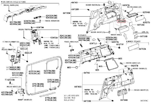 Bandeja TOYOTA Genuina FJ CRUISER GSJ1#, cuarto bolsillo de ajuste 62596-35010-B0 FABRICANTE DE EQUIPOS ORIGINALES - Imagen 3 de 15