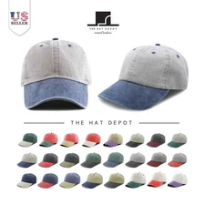 The Hat Depot Cotton Pigment Dyed Two Tone Low Profile Six Panel Plain Cap 1201