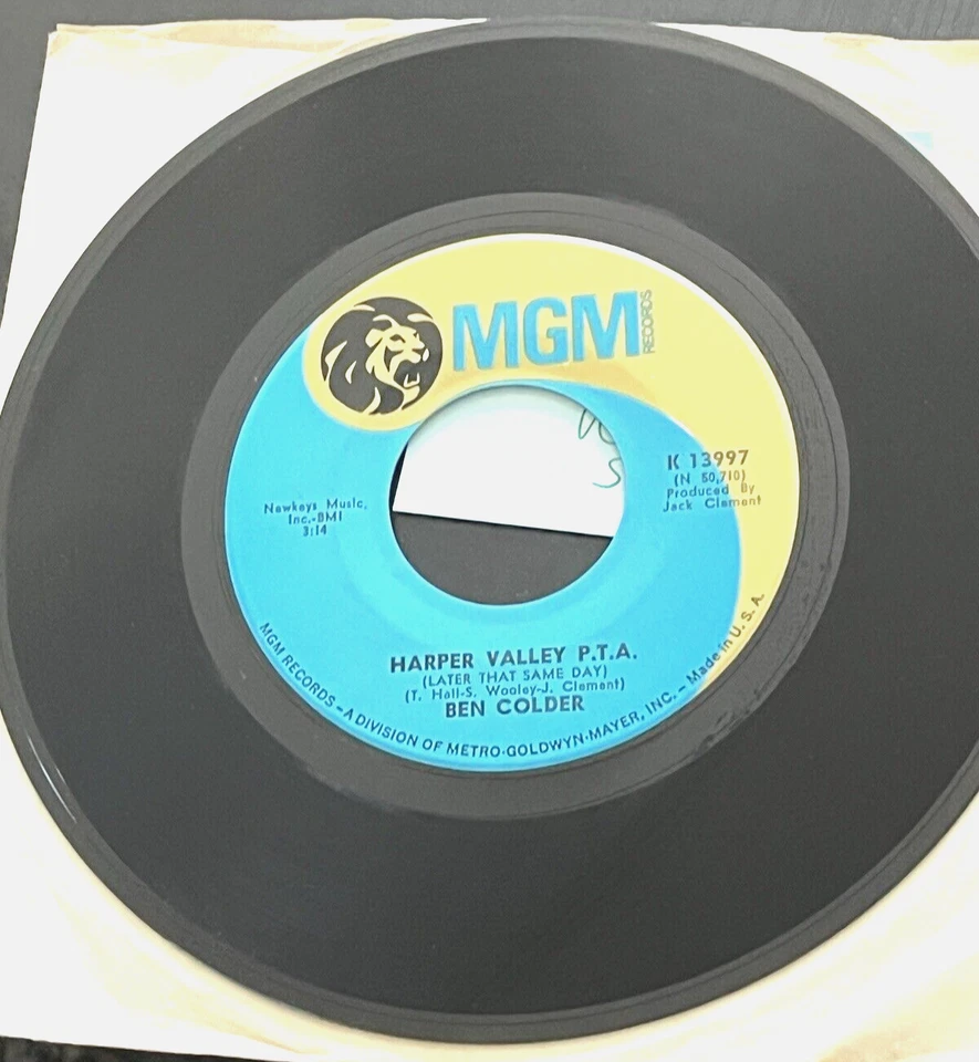 BEN COLDER -(45)- HARPER VALLEY P.T.A. FOLSOM PRISON BLUES NO. 1 & 1/2 - 1968 EX - Image 2 of 2