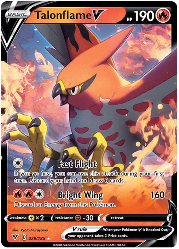 POKEMON TALONFLAME V 029/185 VIVID VOLTAGE ULTRA RARE HOLO NEAR MINT