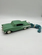 Vintage Telemania Green/Blue '57 Chevy Car Push Button Phone 1980'S-90'S *READ*