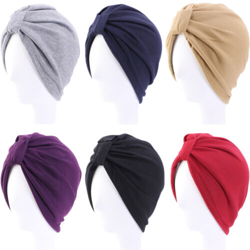 Fashion Women Stretch Hijab Turban Hat Hair Loss Wrap Chemo Cap Indian Head Wrap - Foto 1 di 28
