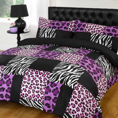 Kruger Purple Duvet Bedding Set Single Double King Size Super Kruger Purple Duvet Bedding Set, Super King Size Leopard Print Bedding