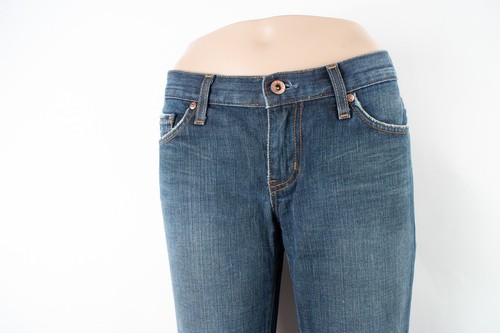 Blue 2 Buckle Bootcut (27 X 34) Women's Denim Jeans Dark Wash Zip Fly - Picture 2 of 10
