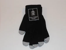 WOMEN'S 2 CHIC BLACK GREY MAGIC FINGERS TOUCH SCREEN GLOVES NEW