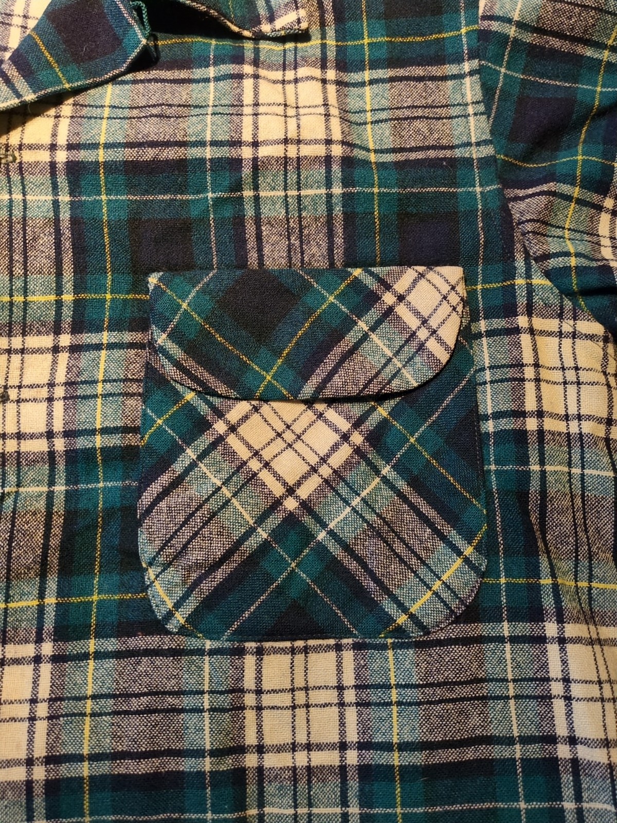 Pendleton Wool Short Sleeve Plaid Loop Collar But… - image 4