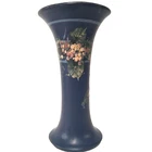 Antique Weller Pottery Blue Vase Hand Painted Floral Art Pottery Ohio