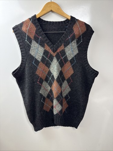 Alan Paine, 1980s vtg STRICKLEY's ALAN PAINE SHETLAND WOOL ARGYLE SWEATER VEST 44 Jumper