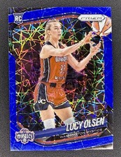 2025 Panini Prizm WNBA Lucy Olsen 104 Rookie RC Blue Laser Velocity Holo Mystics