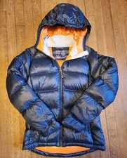 STIO HOMETOWN DOWN JACKET WOMENS Size Small NAVY BLUE MOUNTAIN SHADOW EUC
