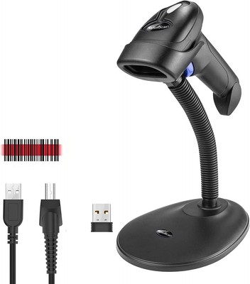 NetumScan Wireless Barcode Scanner with Stand, 2-in-1 Automatic USB Cordless... 