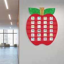 Classroom Pocket Chart with 6 Pockets Red Wall Organization for Educational