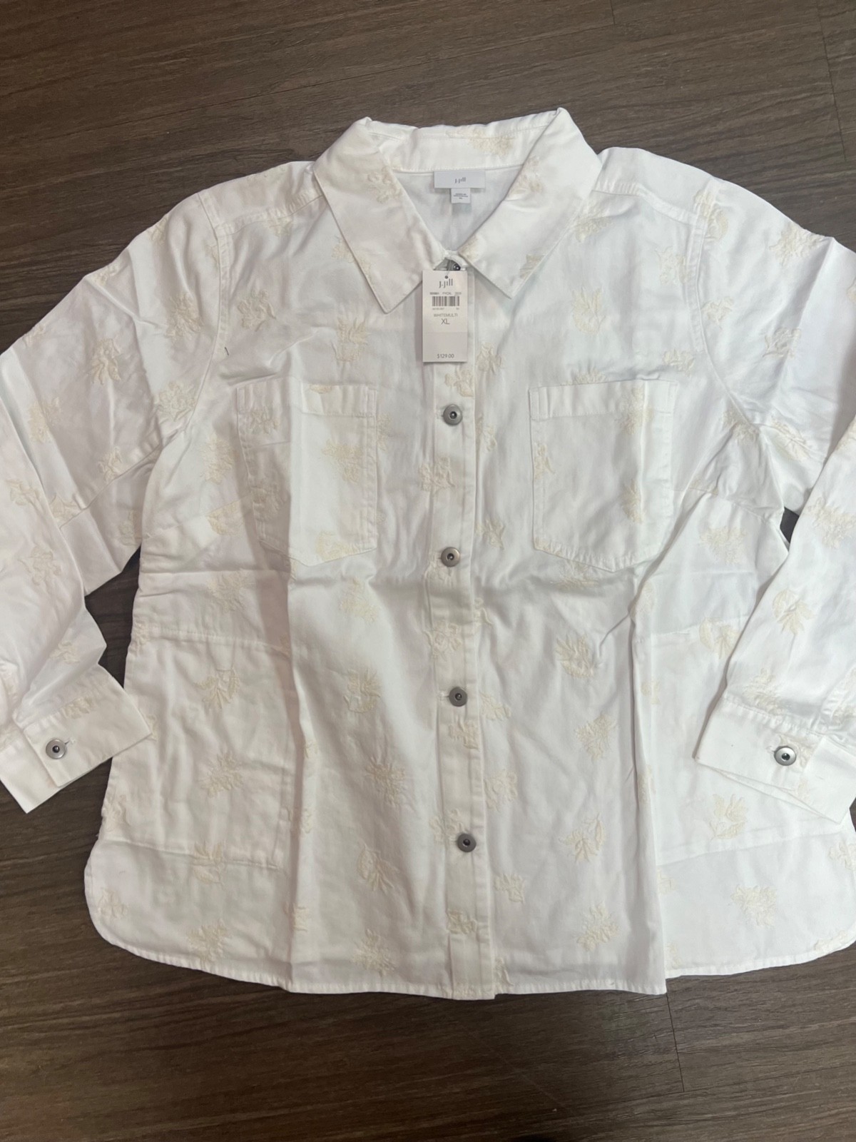 j.jill embroidered patch-pocket jacket new size XL