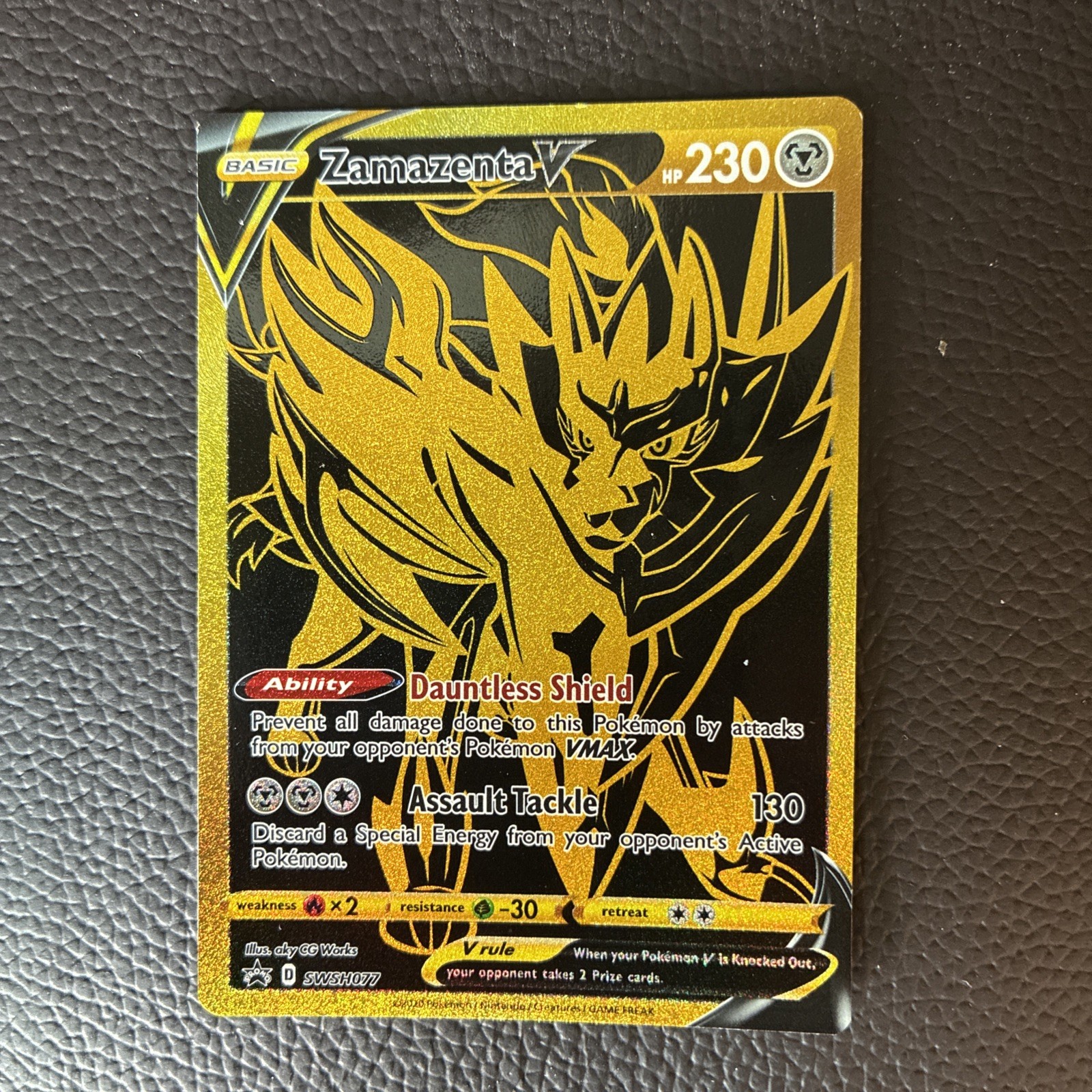 Zamazenta V SWSH077 Gold Holo Black Star Promo Card