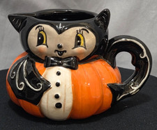 Johanna Parker Halloween Bat Creamer and Sugar Bowl w/Lid Set Free Shipping!