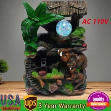 Mini Rockery Fountain Waterfall Feng Shui Desktop Water Sound Desk Decor Indoor