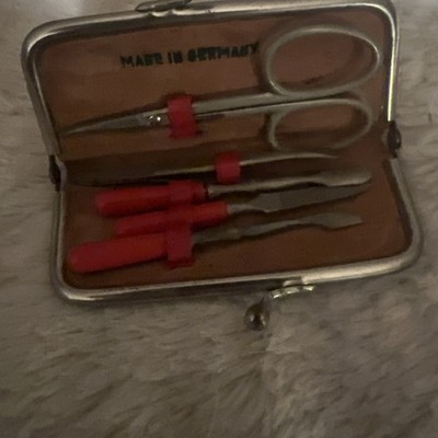 Vintage Manicure Kit Leather Nail Care Case Austria Germany Travel Size