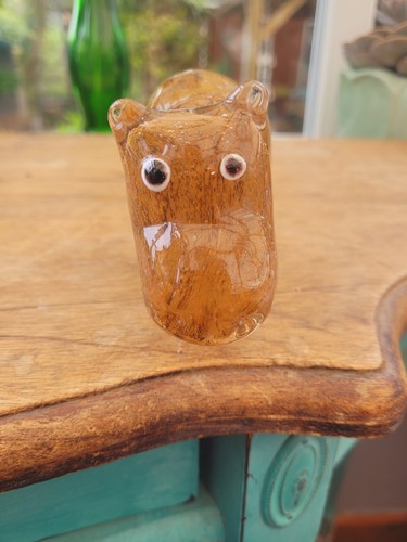 Chunky Hippopotamus / Hippo Glass Paperweight 579g 7x11 cm - Picture 3 of 9