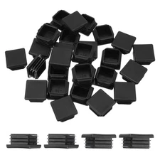 1-1/2 Inch Plastic Tubing End Caps, 30 Pcs Square Hole Plug Insert, Black