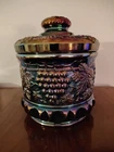 Vintage Fenton Amethyst Carnival Grape & Cable Tobacco Jar Rose Presnick Museum