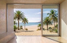 Photo Wall Mural-TROPICAL TERRACE-(H1055)-NON WOVEN-Wallpaper-Palmtree Beach XXL