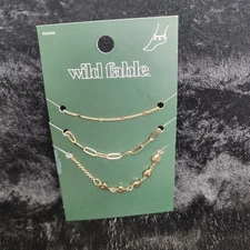 Target Wild Fable Women's Gold-Tone Trio Set of Dainty Anklets NWT