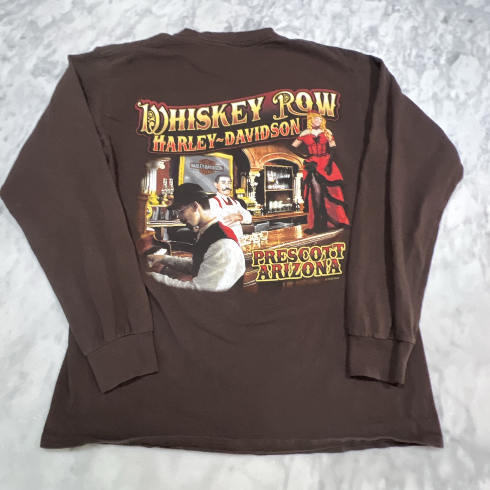 T shirt Harley Davidson grafica manica lunga media fila di whisky Prescott Az