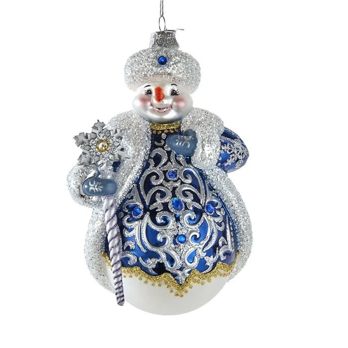 EXKLUSIV BELLISSIMO" Weihnachtsfigur Schneeman blau Kristalle 16 x 10 x 8 cm - Bild 3 von 3