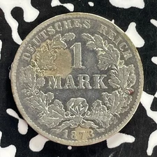 1873-B Germany 1 Mark Lot#C2353 Silver! Better Date, Old Cleaning