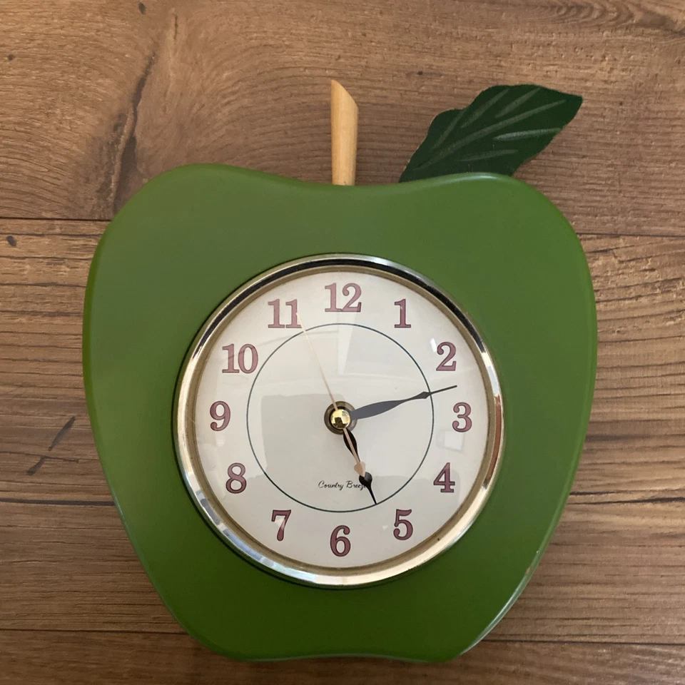 Relógio de maçã verde esterlina e nobre vintage 9" decoração de campo fazenda - Imagem 4 de 4