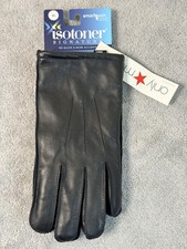 New Isotoner Gloves Men XL Black Leather SmartTouch Touchscreen Winter Driving