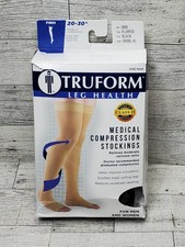 Truform 20-30 mmHg Open Toe Compression Stocking, Thigh High, Black, X-Large