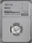 1943-S  10C  MERCURY SILVER DIME ☆NGC STAR GRADE☆  NGC MS65☆  #8345171-003