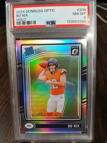 2024 Panini Donruss Optic  Bo Nix Rated Rookie #209 Holo Prizm (RC) PSA 8