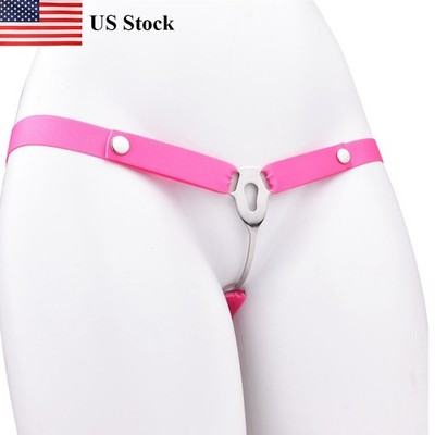 Sissy Slave Inverted Male Chastity Cage Men's Strapon Lock With Belt US